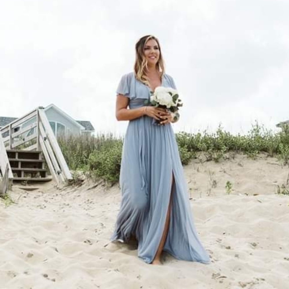 AZAZIE JAEL DUSTY BLUE BRIDESMAID DRESS